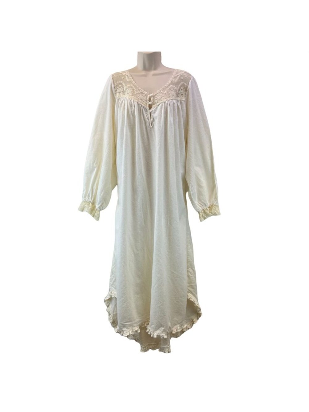 VTG Victoria's Secret Cottage Prairie Womens Sz XL Nightgown Lace Ruffle Trim